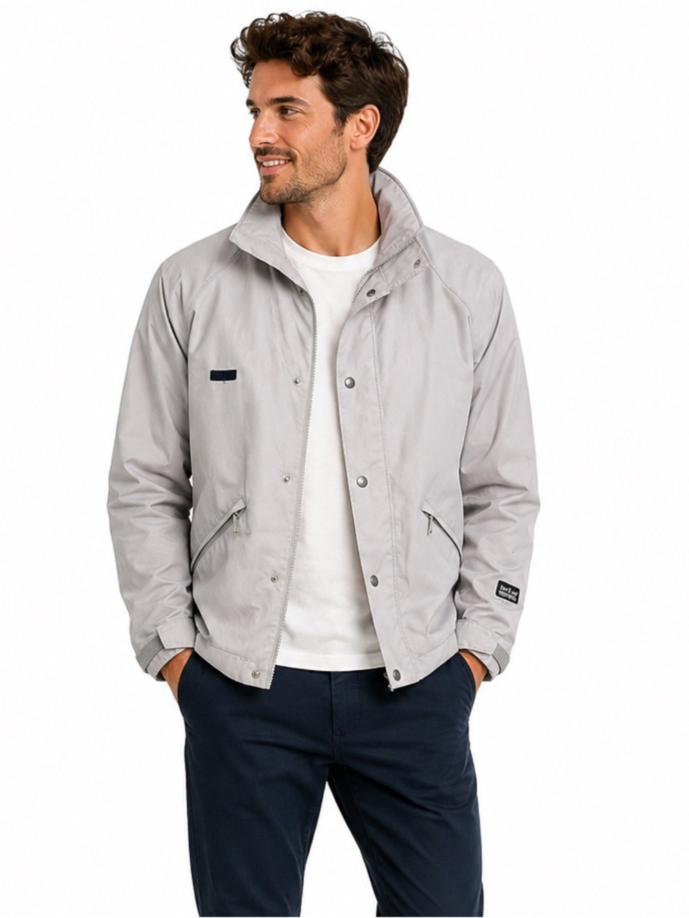Far West Unisex Grey Long Sleeve Full Zip Nylon Lightweight Jacket